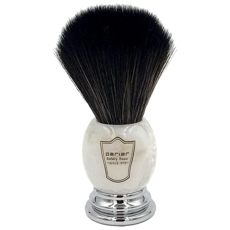 Parker Ultra Soft Synthetic Shaving Brush with Marbled Handle & Stand – 22mm Knot, Vegan, Fast-Drying, Cruelty-Free, Barbershop Quality, Gentle on Sensitive Skin, Builds Rich Cream & Soap Lather