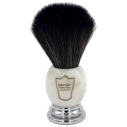 Parker Ultra Soft Synthetic Shaving Brush with Marbled Handle & Stand – 22mm Knot, Vegan, Fast-Drying, Cruelty-Free, Barbershop Quality, Gentle on Sensitive Skin, Builds Rich Cream & Soap Lather