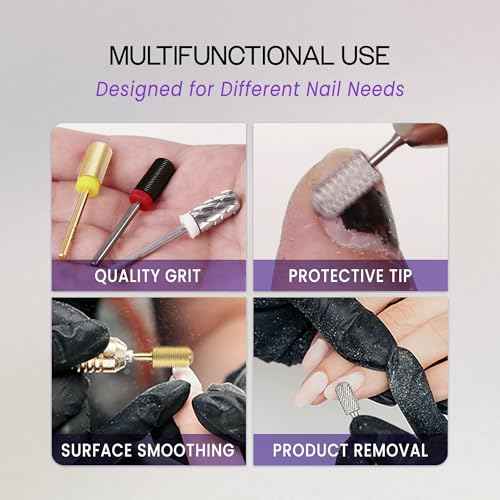 PANA 3/32" Large Smooth Round Top Safety Carbide Nail Drill Bit for Gel Polish & Acrylic Removal Nail Salon Manicure Pedicure Electric File Tools (Large Barrel - Silver, Extra Coarse)