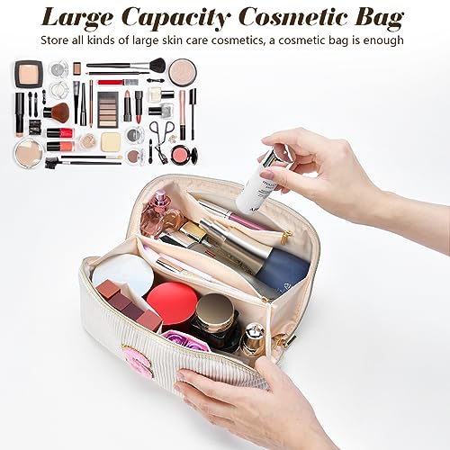 Personalized Initial Makeup Bag,Christmas Gifts for Girl,Preppy Bag Cosmetic Travel Bag Women,Travel Toiletry Organizer,Large Capacity Corduroy Stuff Bag,Cute Cosmetic Pouch Skincare Bag-Z