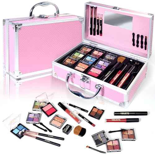 Makeup Starter Set, Beginner Cosmetics Kit, Full Train Case, Eyeshadow, Blusher, Contour, Eyebrow Powder