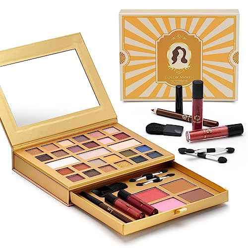 Color Nymph All-in-One Makeup Kit - Perfect Set for Women, Teens, and Beginners! Travel-Friendly Palette with 24 Eyeshadows, Lip Glosses, Brushes, and Mirror - Your Ultimate Makeup Solution!