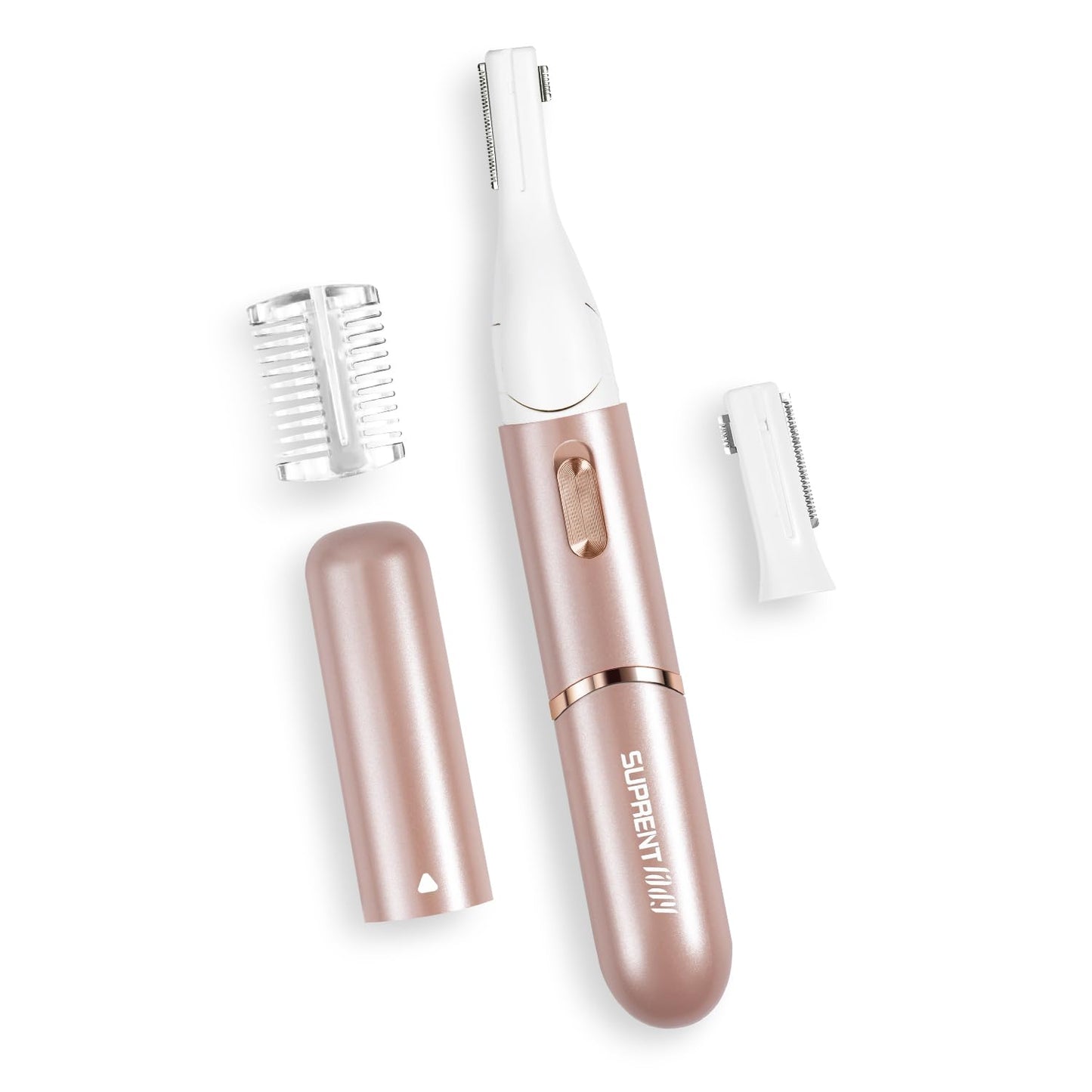 SUPRENT Women's Facial Hair Remover ＆ Eyebrow Trimmer with Pivoting Head - Rechargeable Eyebrow Razor Painless Facial Trimmer on Lips, Cheeks, Ears, Neck and Chin - Easy Cleaning - Pink