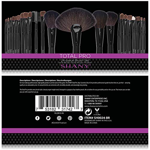 SHANY Makeup Brush Set Studio Quality Total Pro Make up Brushes with Pouch- Cosmetics applicator for Foundation, Powder, Eyeshadow, Concealer, Liner and more - 24 Count