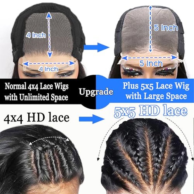 Wear and Go Bob Wig Human Hair Deep Wave Glueless Wigs Human Hair Pre Plucked Pre Cut 5x5 HD Lace Closure Curly Wigs for Black Women Lace Front Glueless Wigs Human Hair 14inch