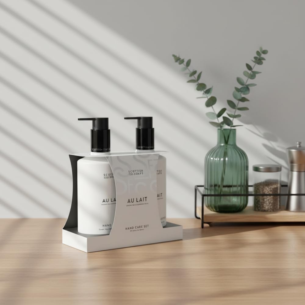 Scottish Fine Soaps Au Lait Luxury Hand Care Collection Set, Oat & Chamomile Milk, Vegan Friendly, Chocolate, Coconut & Sandalwood Fragrance