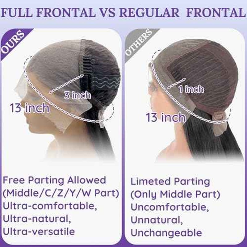 13x6 Lace Front Human Hair Wig, 100% Human Hair 180 Density, HD Lace Frontal Wig, Pre-Plucked Glueless Wigs, 30inch