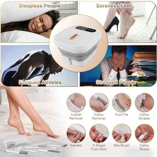 Collapsible Foot Spa Bath with Heat, Touch Screen, Remote Control, Massage Rollers, Timer, Bubble, Foot Pedicure Kit, Temperature Control Pedicure Foot Spa, Foot Bath