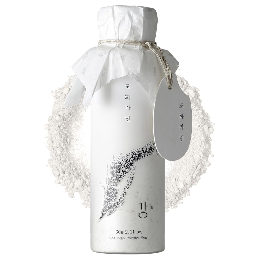Rice Bran Powder Wash - Gentle Exfoliating Face Cleanser for Sensitive Skin | Vegan Enzyme Scrubber - 60g (2.1 oz)