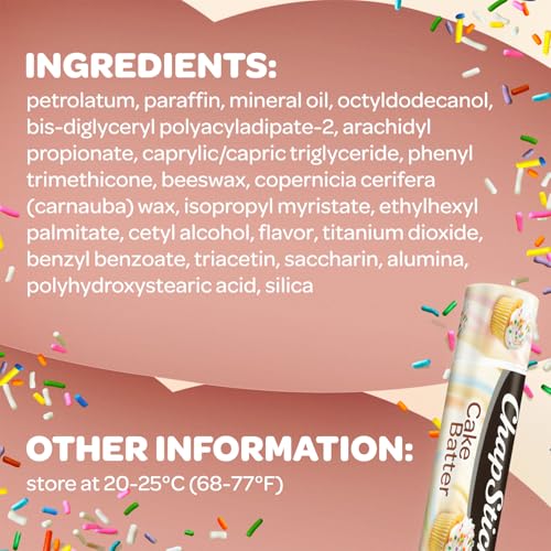 ChapStick Bulk Lip Balm, Cake Batter, 12-Pack ? Delicious & Sweet Lip Moisturizer for Dry Lips, Birthday Gifts, Stocking Stuffers, 0.15