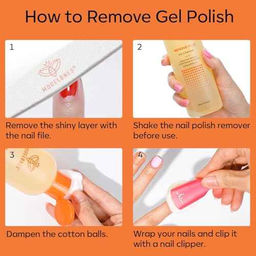 modelones Acetone Nail Polish Remover, Gel Nail Polish Remover Easy Peel, Nail Glue Remover Natural Formula for Nail Moisturizing & Care, Acrylic Dip Powder Nails Remover for Home Salon(8 FL.Oz.)