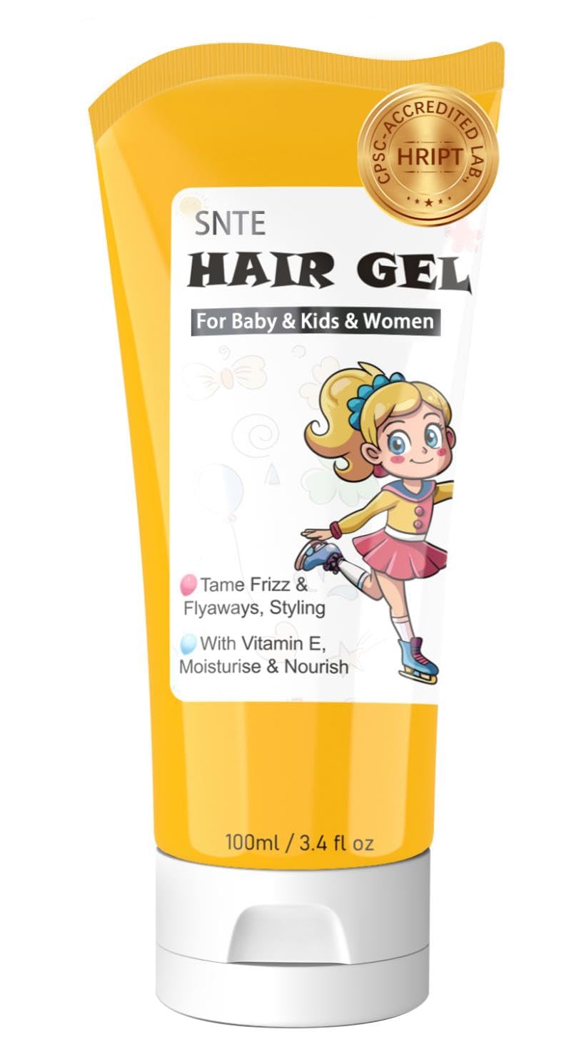 Samnyte Hair Gel for Kids - Nourishing Flyaway Tamer with Vitamin E | Flexible Hold for Boys & Girls, 3.4 Fl Oz