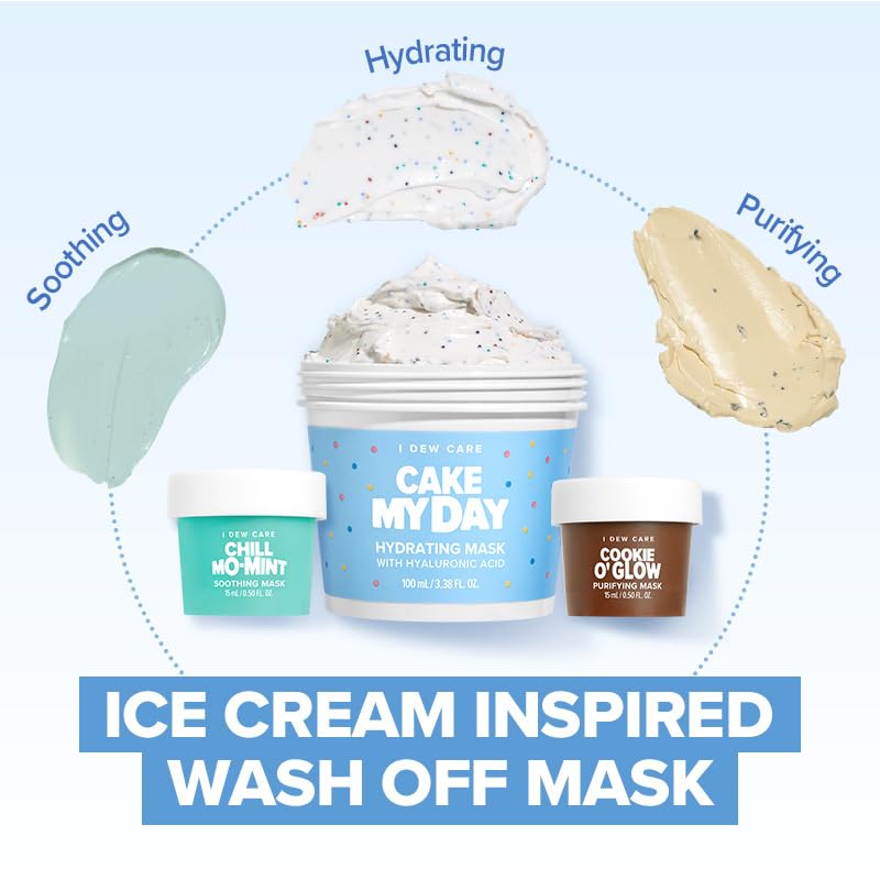I DEW CARE Wash Off Face Mask Set - Sundae Scoop | Hydrating & Soothing Skincare Kit for Teens