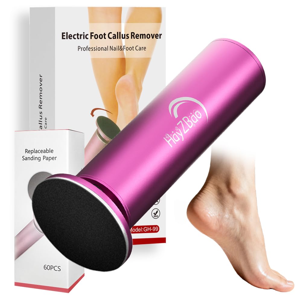 HayZBao Electric Foot Callus Remover with 60 Pcs Sandpaper Discs - Electric Callus Remover for Feet,Pedicure Tool for Dead Skin (Matte Purple)