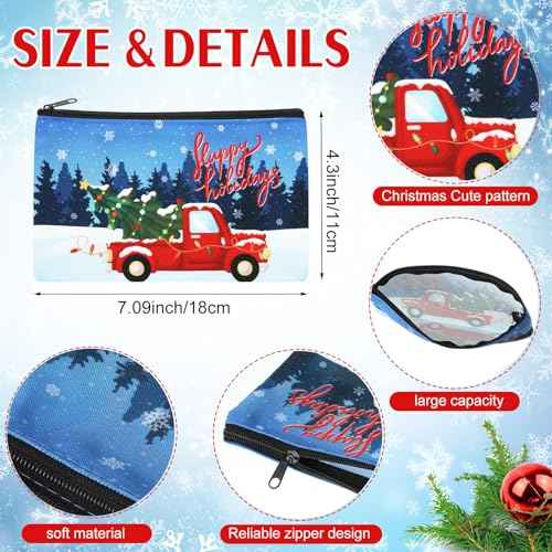 Abbylike 40 Pcs Christmas Gift Makeup Bags Buffalo Plaid Holiday Cosmetics Bag with Zipper Xmas Gnomes Elk Snowman Goodie Portable toiletry Pouch with Dwarf Santa Claus for Women Travel