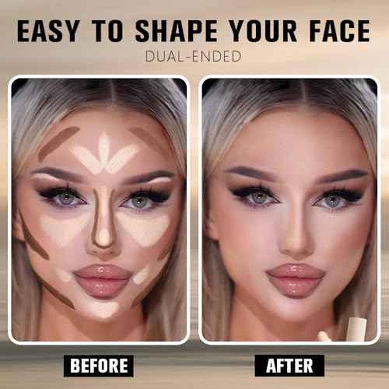 Dual-Ended 2-in-1 Cream Contour & Highlighter Stick Makeup For Face & Body ? Waterproof, Long-Lasting, Suitable for All Skin Tones, 01#Nuetral Nude + Beige