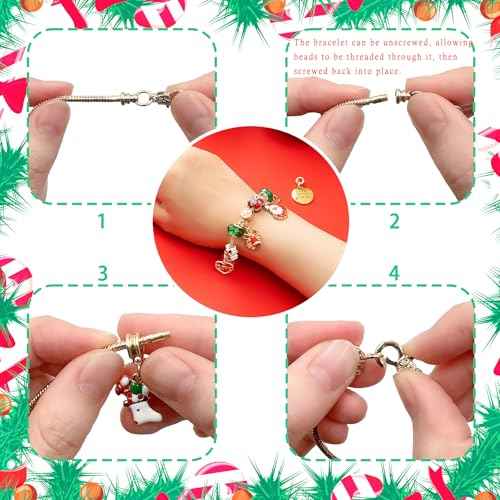 Advent Calendar 2025, Christmas 24 Pack Bath Bombs for Kids with Surprise Jewelry Toys Inside DIY Bracelets Making Kit, Natural Handmade Pure Essential Oil Bubble Bath Balls Gifts for Kids Girls