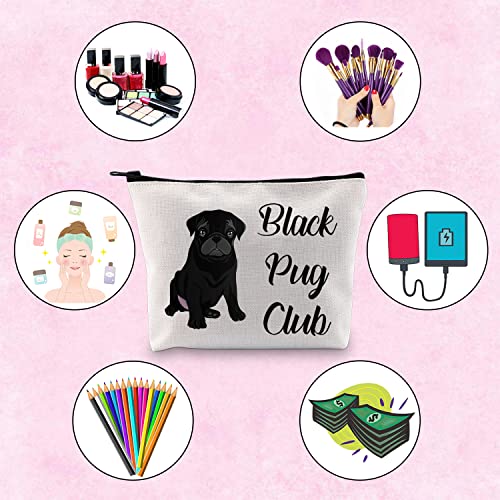 TSOTMO Pug Lover Gift Zipper Pouch Makeup Bag - Black Pug Club Puppy Love
