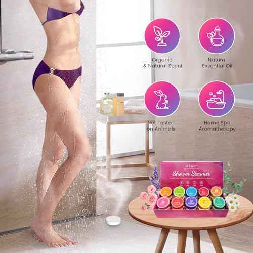 40PCS Shower Steamers Aromatherapy for Women or Men, 10 Scents Organic Shower Bombs, Relaxation with Organic Essential Oils, Birthday Self Care Gift for Women 1 Set