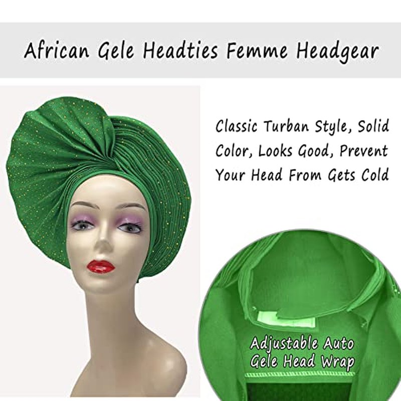 Nigerian Beads&Stones Women Turban Head Wrap African Gele Headties Femme Headgear Sewing Fashion Head Tie for Party