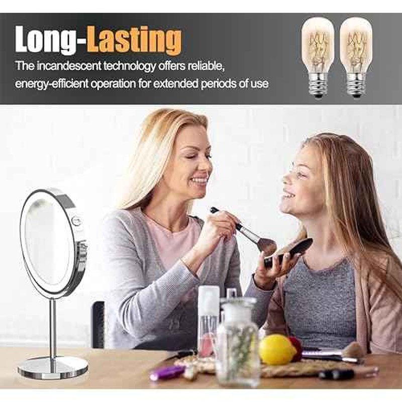 20W, 120V Incandescent Bulb Replacement, Suitable for Conair RP34B Illuminated Makeup Mirror, E12 Candle Holder Base, 2700K (20W 120V Bulb*2)