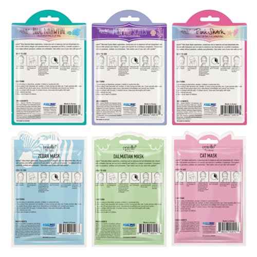 Epielle Character Face Mask Wave & Wild 12 Pack, Fun & Effective Korean Skin Care, Spa Party Favors, Stocking Stuffers, Birthday Gifts for Women, Thanksgiving Essentials