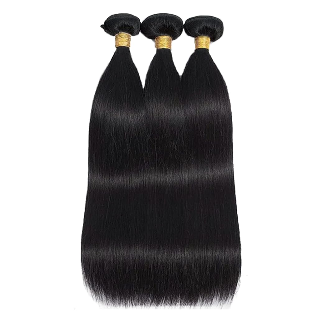 Straight Bundles Human Hair Natural Black Color 8A Unprocessed Brazilian Virgin Hair 3 Bundles 12 14 16 Inch Color #1b Bundles Human Hair Extensions