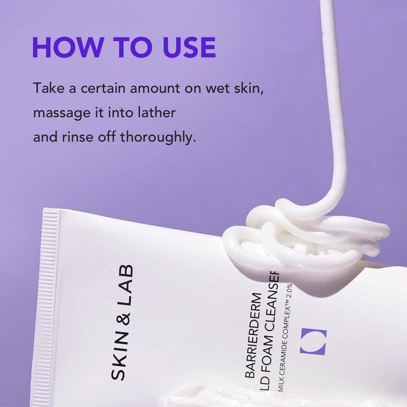 [SKIN&LAB] Barrierderm Mild Foam Cleanser | Contains Milk Ceramide Complex | Gentle Daill Cleanser Face Wash | For All Skin Types | 5.07 fl.oz.