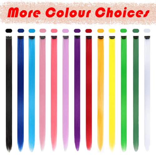 20 PCS Red Hair Extensions Clip in - 22 Inch Colored Hair for Women Girls Kids - Perfect for Parties, Cosplay, Halloween