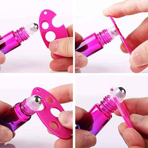 inice 24 10ml Essential Oils Roller Bottles Gradient Color Thick Glass Roll on Bottle Golden Metal Cap for Travel