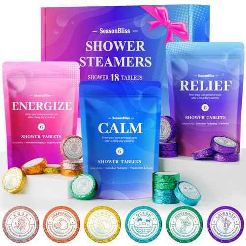 Shower Steamers 18 Pack Set, Shower Bombs with 6 Charming Scents, Shower Tablets with Natural Ingredients,Self-Care & Relaxation Presents for Women and Men