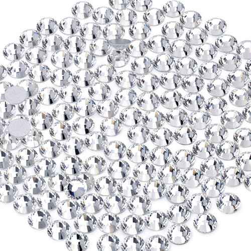 2000PCS SS20/5mm Glass Crystal Rhinestones (Clear), Flatback Clear Rhinestones for Bedazzling Crafting DIY Crafts Nail Art Makeup Decoration, Gems Diamond Charms for Tumbler Shoes Clothing Mug