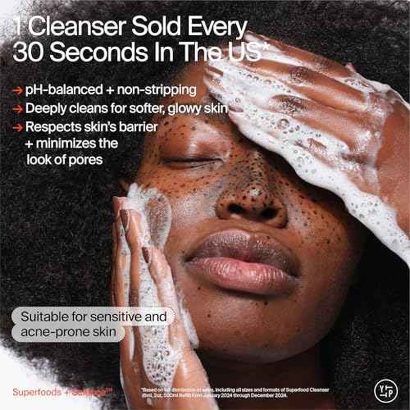 Youth To The People Superfood Facial Cleanser - Kale + Green Tea Daily Face Wash, Gentle Makeup Remover, with Soothing Antioxidants for Glowing Skin, pH Balance, Clean Pores, Sulfate-free, Refillable