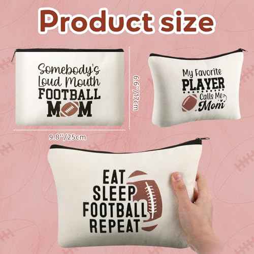 Kacctyen 9 Pcs Football Mom Gifts Cosmetic Bags Football Accessories for Women Ball Player Team Mom Appreciation Gift Makeup Bag Travel Zipper Pouch for Ball Sports Lover Birthday Christmas Gift