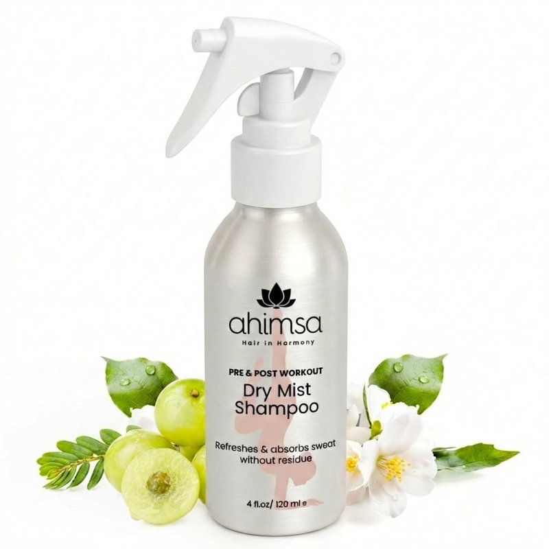 Ahimsa Non Aerosol Dry Shampoo Mist Spray Jasmine Scent, 4oz, No White Residue Spray Dry Shampoo for Women, Post Workout Hair Refresher for Sweat, Oil & Odor Control, Cruelty-Free Vegan Clean Formula