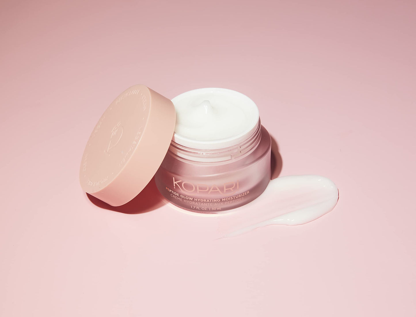 Kopari Peptide Glow Hydrating Moisturizer Face Cream | Hyaluronic Acid, Vegan Coconut Lightweight Cream for Everyday Use, Smooth Skin, Combats Fine Lines and Wrinkles | Cruelty-Free 1.7 oz
