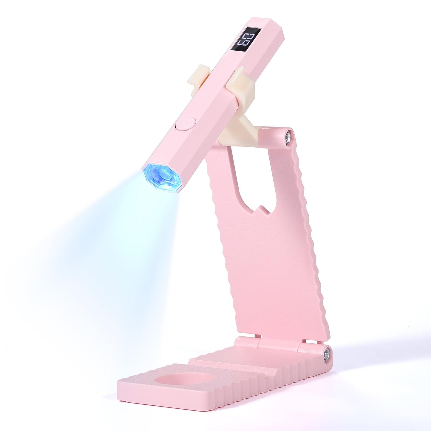 SAVILAND Essentials Handsfree LED Nail Lamp: Quick Dry Pink UV Nail Light with Foldable Stand Visible LCD 20/60s Timer Rechargeable Portable Cordless Gel Lamp Gel Tip Glue Rhinestone Decorations