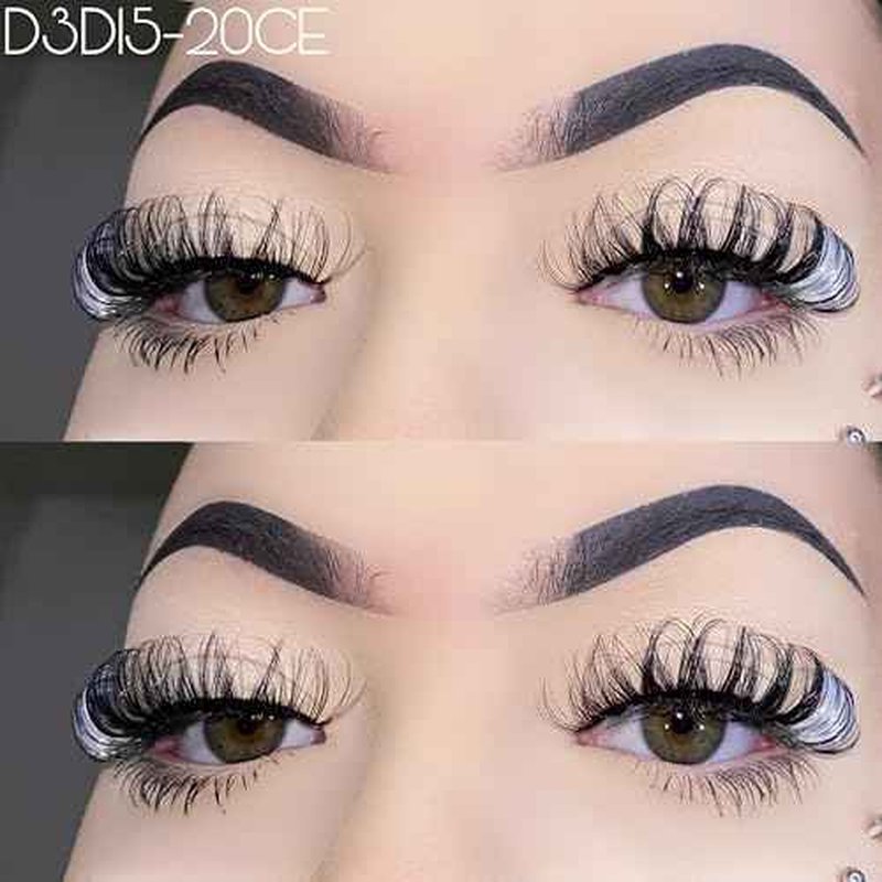 1 Pair Lashes Strip with White for Festivals, 3D Russian Curl False Eyelashes Color Decal, Black Lash Strip with Gray Sparkly, Cruelty-Free Faux Mink 16 MM for Women Makeup(White)