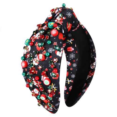 MOLOCH Christmas Headband for Women Christmas Tree Bow Snowflake Knotted Headband Jeweled Crystal Xmas Head Band Xmas Decorations Gifts