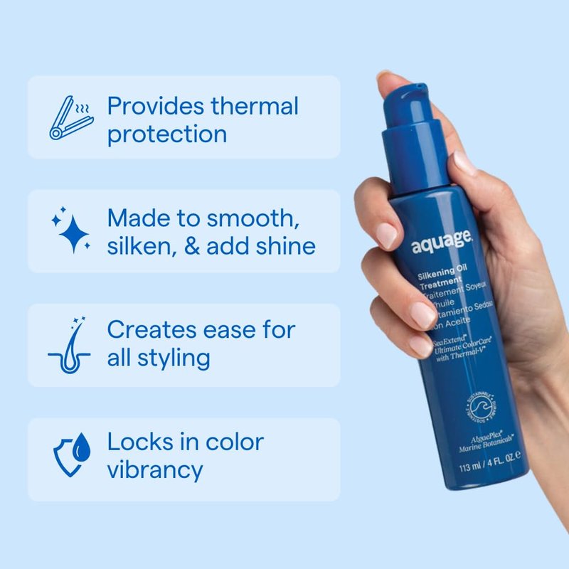 Aquage SeaExtend Silkening Oil Treatment - Nourishing Hair Oil for Shine & Smoothness | 4 oz