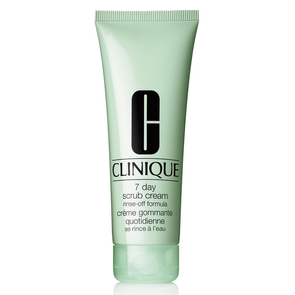 Clinique 7 Day Daily Gentle Face Exfoliator Lightweight Scrub Cream For All Skin Types | Mild Face Scrub With Silica | Exfoliating + Refining, 8.5 Fl Oz