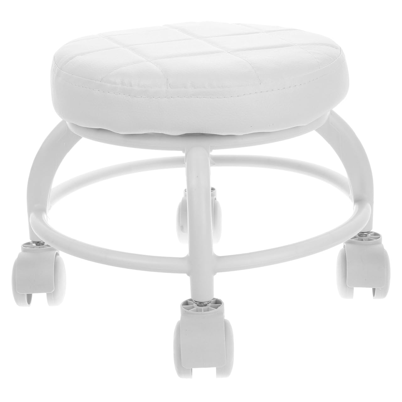 Healeved Rolling Beauty Stool with Swivel Wheels Pu Cushioned Seat Small Round Manicure Stool for Pedicure Spa Massage Salon Chair 10.24X13.39X10.24 Inches