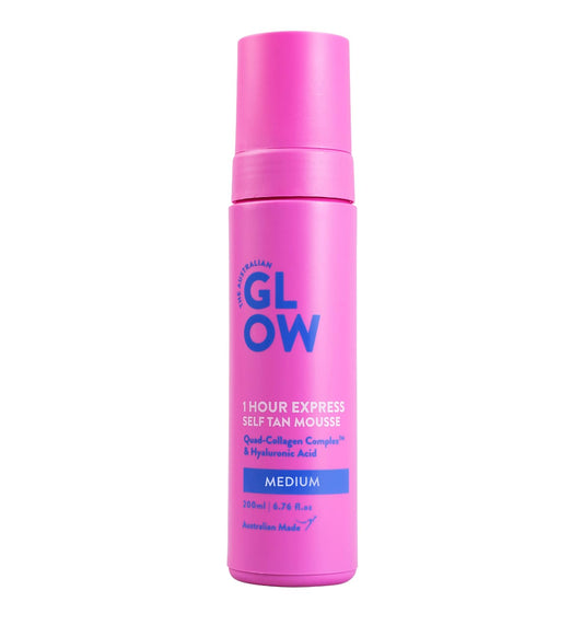Australian Glow 1 Hour Express Self Tanning Mousse w/Quad-Collagen Complex & Hyaluronic Acid, DARK - 6.76 fl. oz / 200ml