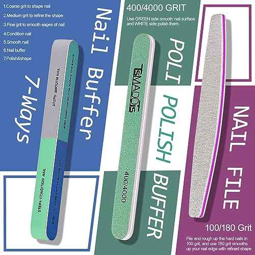 TsMADDTs Manicure Tools Kit Nail Care Kit with 3PCS Files, 2PCS Buffer Blocks, 2PCS Polishing Buffers, Cuticle Nipper, Pusher and Cuticle Oil