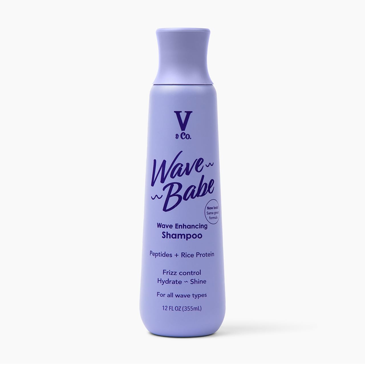 V&Co. Wave Babe Wavy Hair Shampoo, Sulfate Free & Paraben Free Hydrating Hair Care with Rice Protein & Peptides for Frizz Control & Wave Definition – 12 fl oz