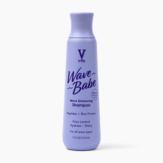 V&Co. Wave Babe Wavy Hair Shampoo, Sulfate Free & Paraben Free Hydrating Hair Care with Rice Protein & Peptides for Frizz Control & Wave Definition – 12 fl oz