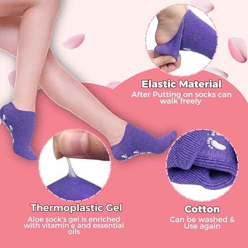 Moisturizing Socks for Dry Cracked Feet Women and Men Hydrating Gel Spa Sock Foot Moisturizer During Overnight (1 Pair (Pink))