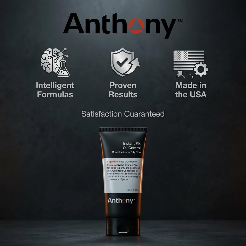 Anthony Instant Fix Oil Control for Men – Mattifying Lotion for Oily Skin – Moisturizer and Pore Minimizer Instantly Eliminates Shine – 3 Fl Oz