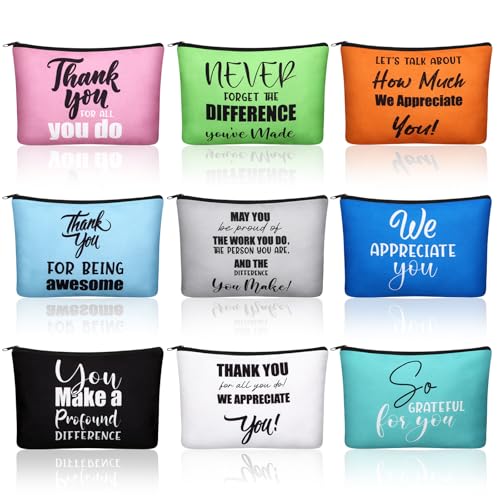 Kacctyen 9 Pcs Vet Tech Appreciation Gifts Employee Appreciation Gift for Women Vet Tech Week Makeup Zipper Pouch Bag Travel Organizer Veterinary Thank You Supplies