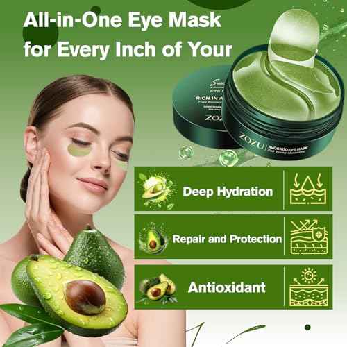 Nourishing Avocado Eye Patches 2-Pack 120 PCS, Collagen Eye Mask for Anti-oxidation and Hydration, Under Eye Patches Suitable for Both Men and Women